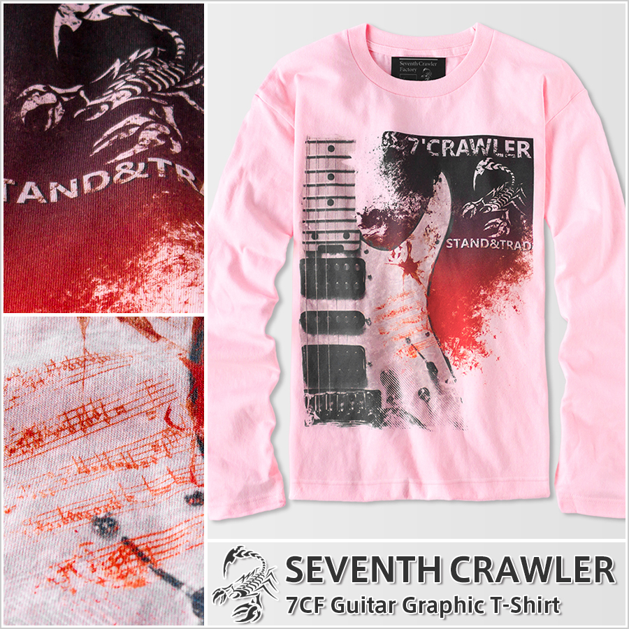 メンズ Ｔシャツ ライトピンク (長袖) [アメカジブランド セブンスクローラー]
