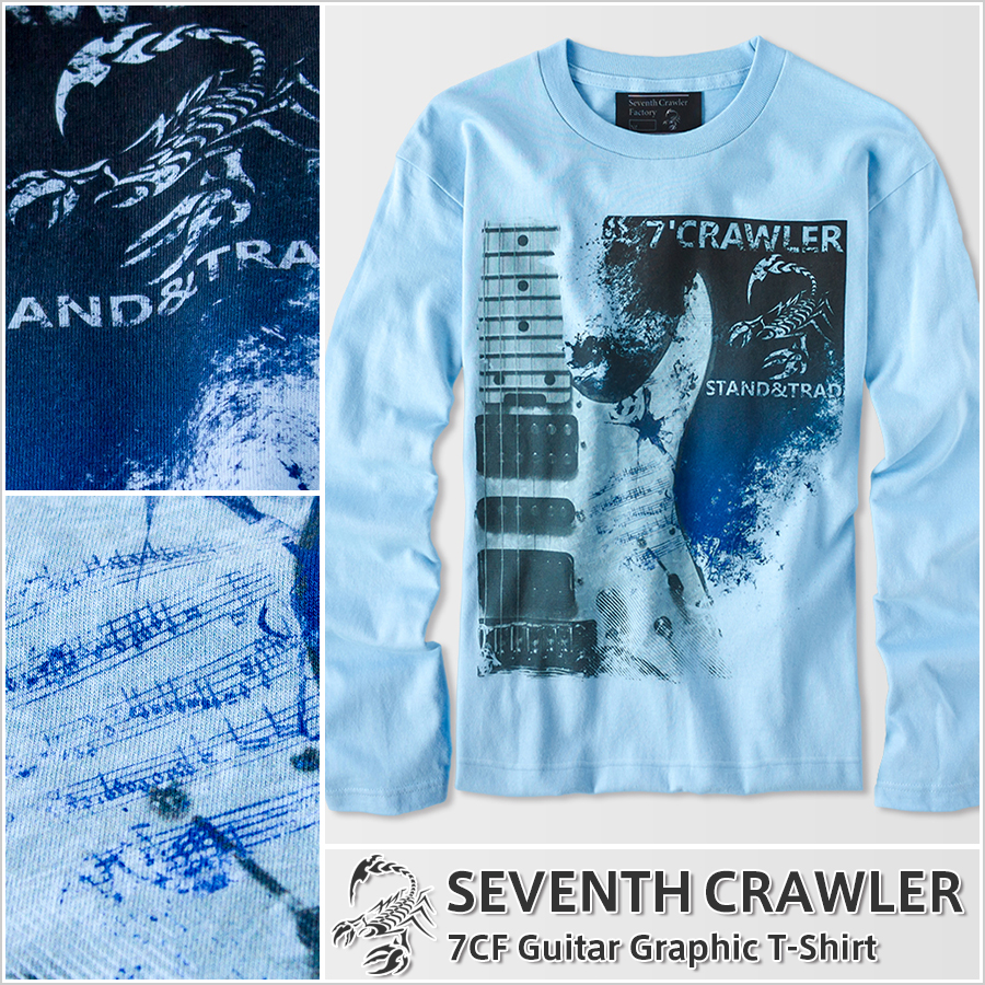 メンズ Ｔシャツ ブルー (長袖) [アメカジブランド セブンスクローラー]