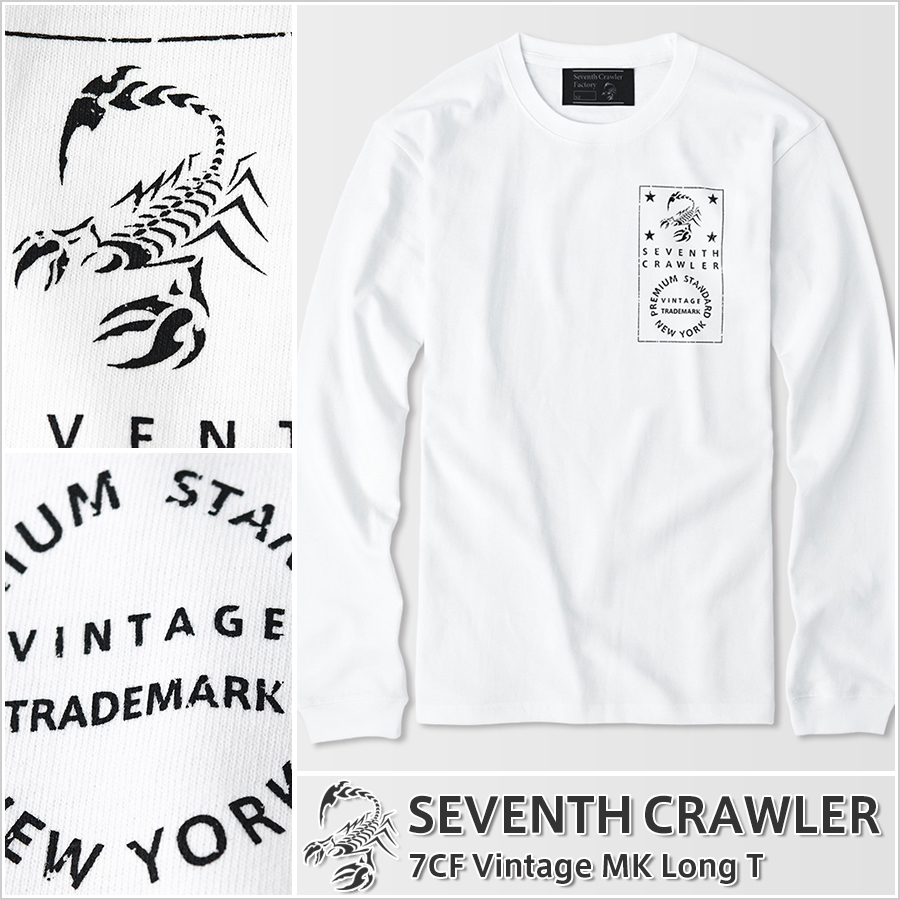 メンズ Ｔシャツ ホワイト (長袖) [アメカジブランド セブンスクローラー]