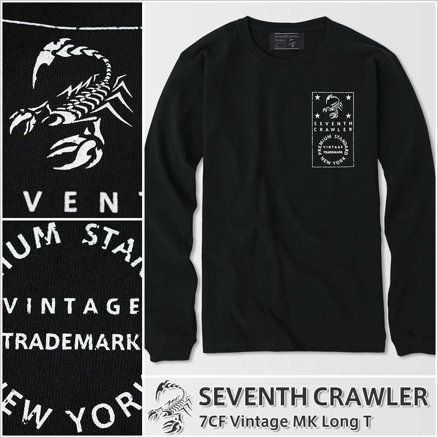メンズ Ｔシャツ ブラック (長袖) [アメカジブランド セブンスクローラー]