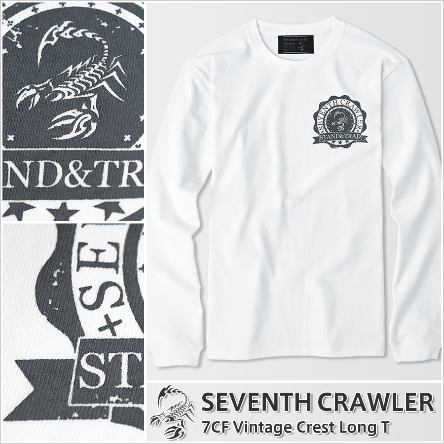 メンズ Ｔシャツ ホワイト (長袖) [アメカジブランド セブンスクローラー]