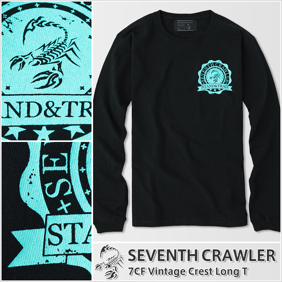 メンズ Ｔシャツ ブラック (長袖) [アメカジブランド セブンスクローラー]